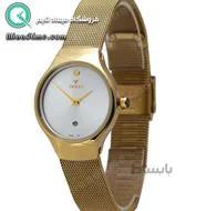 ساعت ویولت زنانه کلاسیک طلایی بند حصیری صفحه سفید کد 0468/2L