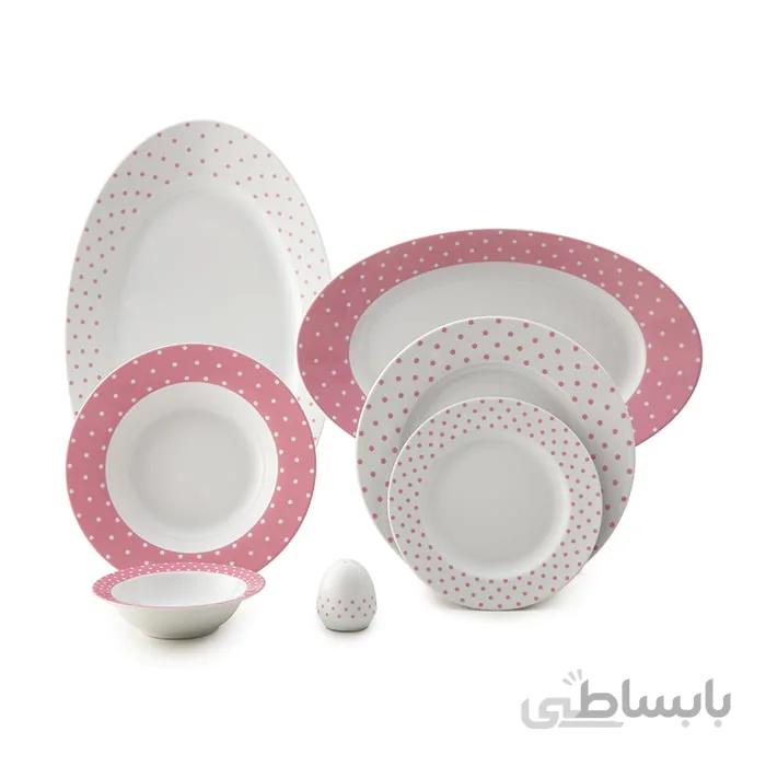 سرویس چینی 6 نفره زرین طرح اسپاتی صورتی ا کدکالا 3837