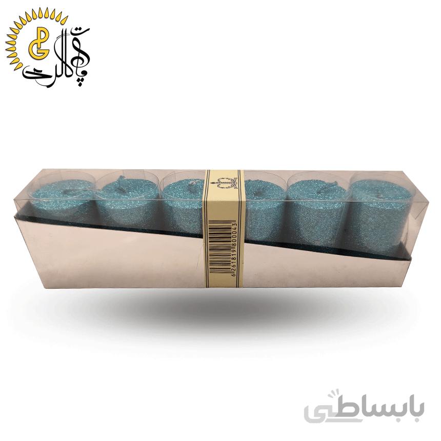شمع استوانه اکلیلی آبی پک 6 عددی