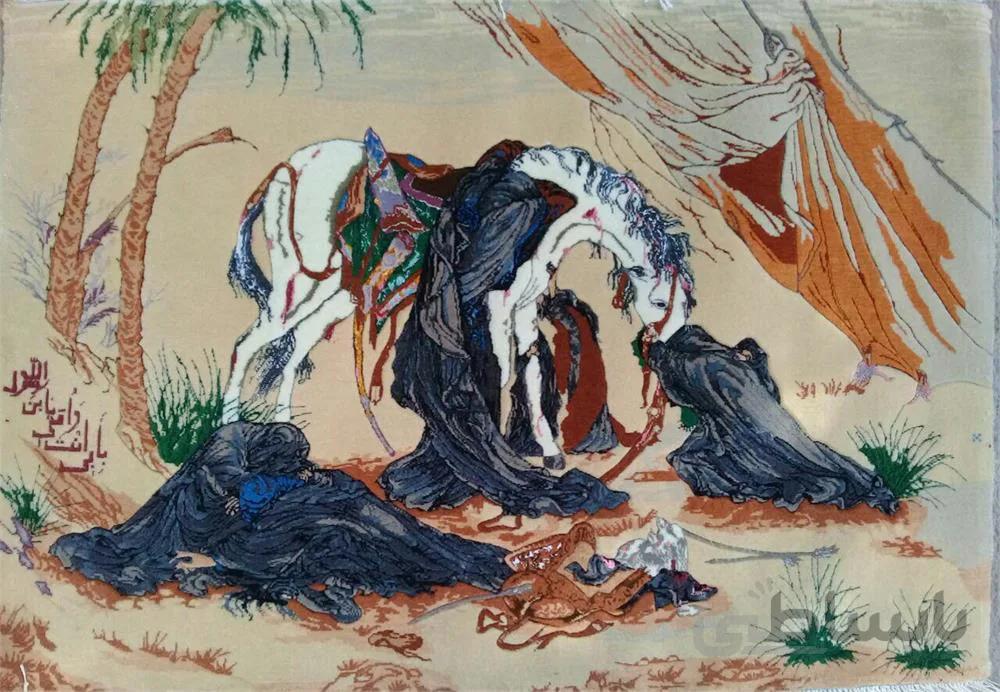 تابلو فرش نفیس ایرانی- دست بافت-طرح مذهبی- عصر عاشورا ا Iranian Pictorial Carpet- Handmade-Religious Design- The Evening of Ashura