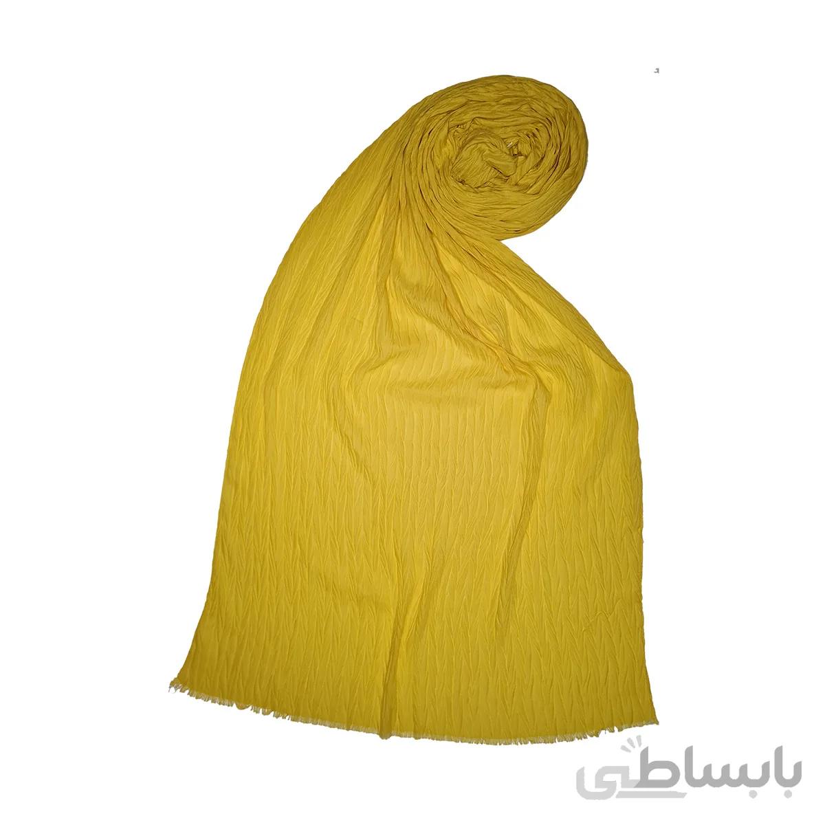 شال پلیسه نخی زرد