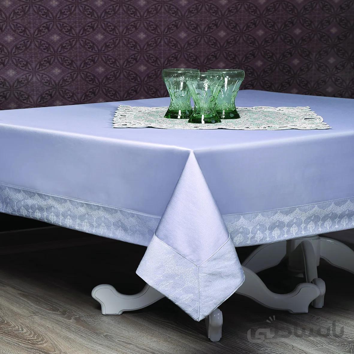 رومیزی حاشیه دار 4نفره مربع 150*150 کتیبه طوسی
