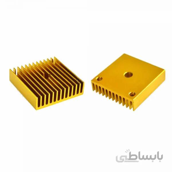 هیت سینک آلومینیومی طلایی مخصوص اکسترودر MK8 پرینتر سه بعدی / MK8 Extruder Heat Sink 40x40x11