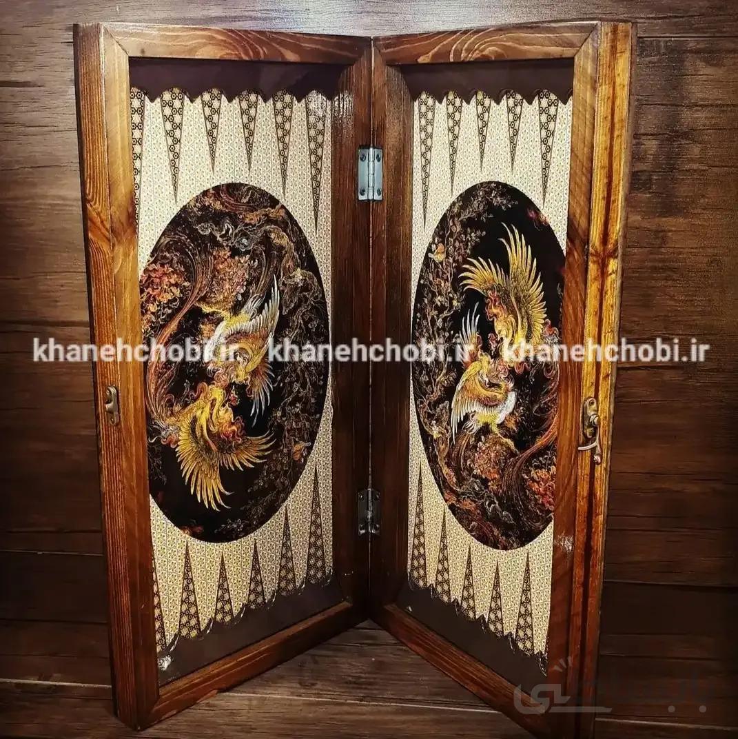 تخته نرد و شطرنج چوب راش طرح سیمرغ