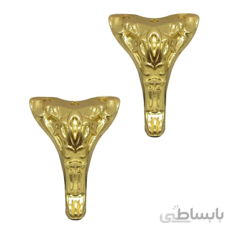 پایه آنتیک فلزی طرح پافیلی طلایی بسته 2 عددی