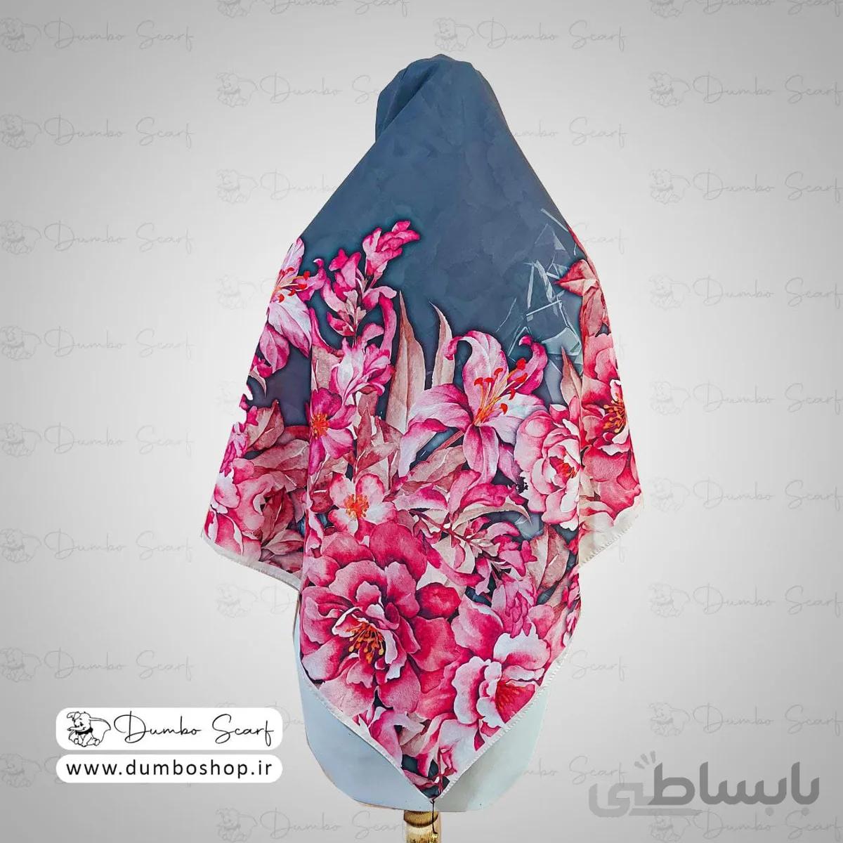 ✅روسری کرپ منگوله دار گل دار
