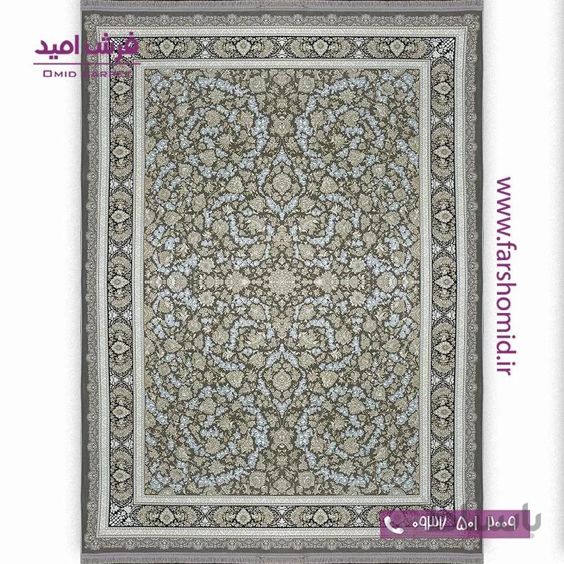فرش ماشینی 1200 شانه گلبرجسته افشان گلریز سیلور خاطره کویر کاشان