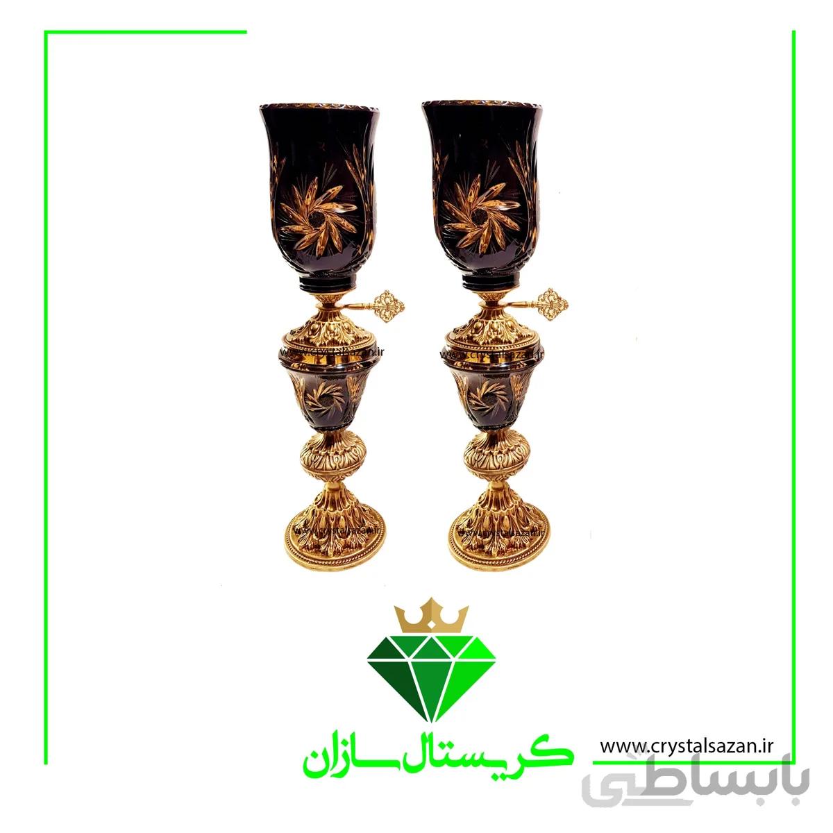 شمعدان دو پوست مدل تابان کریستال سازان مشکی کد SH1240