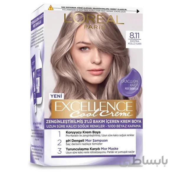 رنگ مو ضد زردی لورآل شماره 8/11 سری Loreal EXCELLENCE