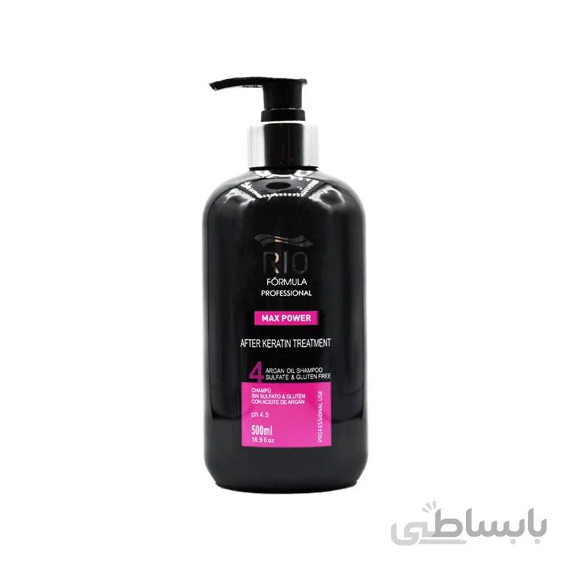 شامپو سر فاقد سولفات مکس پاور ریو Rio Max Power After Keratin Argan Hair Shampoo Sulfat Free 500ml