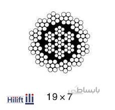 سیم بکسل نتاب (پوست ماری) چینی ساختار 7*19 IWRC تمام فولاد سایز 20mm