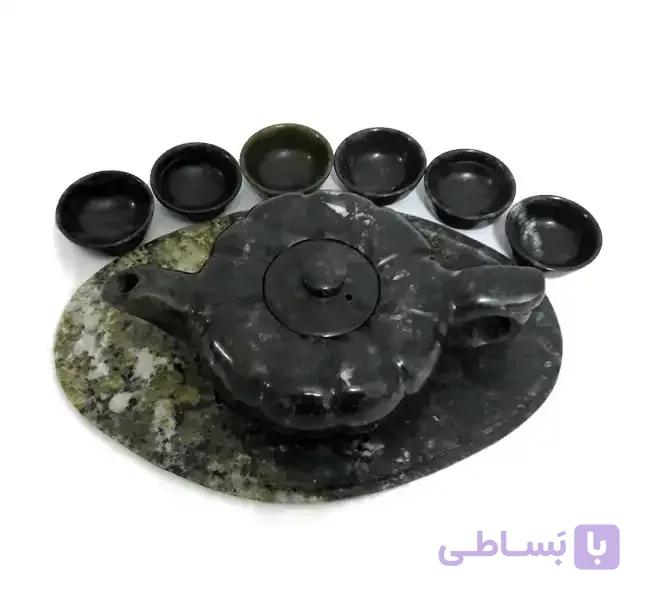 ست قوری و سینی سنگ یشم