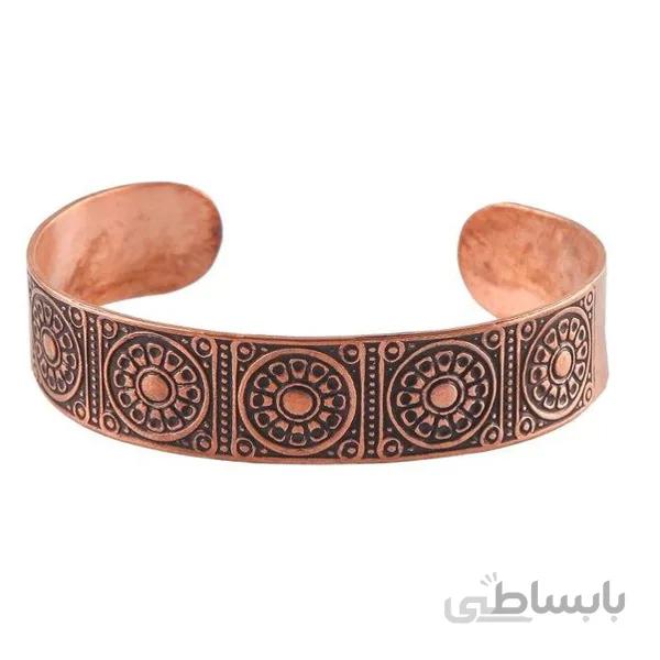 دستبند مسی پهن پنج لوتوس گرد کد JW98
