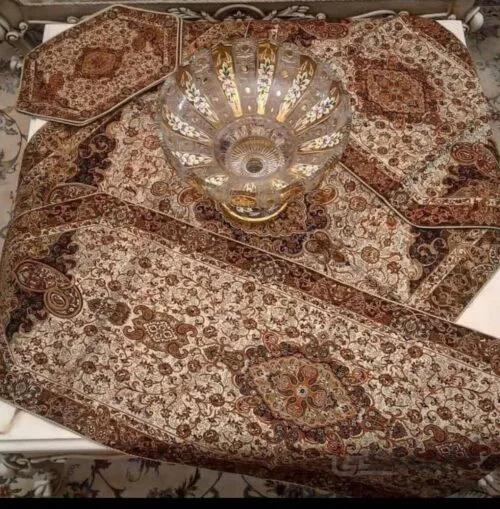 رومیزی 5 تیکه ترمه ابریشم دستجردی
