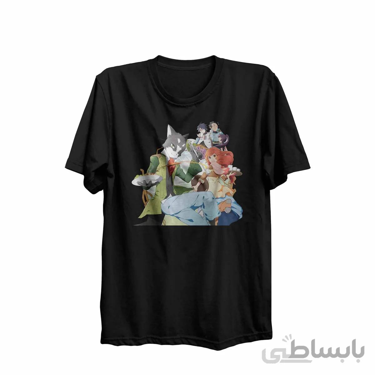 تیشرت یقه گرد مشکی طرح انیمه ورود به افق Log Horizon کد KCT10461