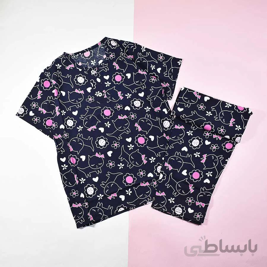 بلوز شلوار راحتی بچه گانه دخترانه طرح گربه کد 2221