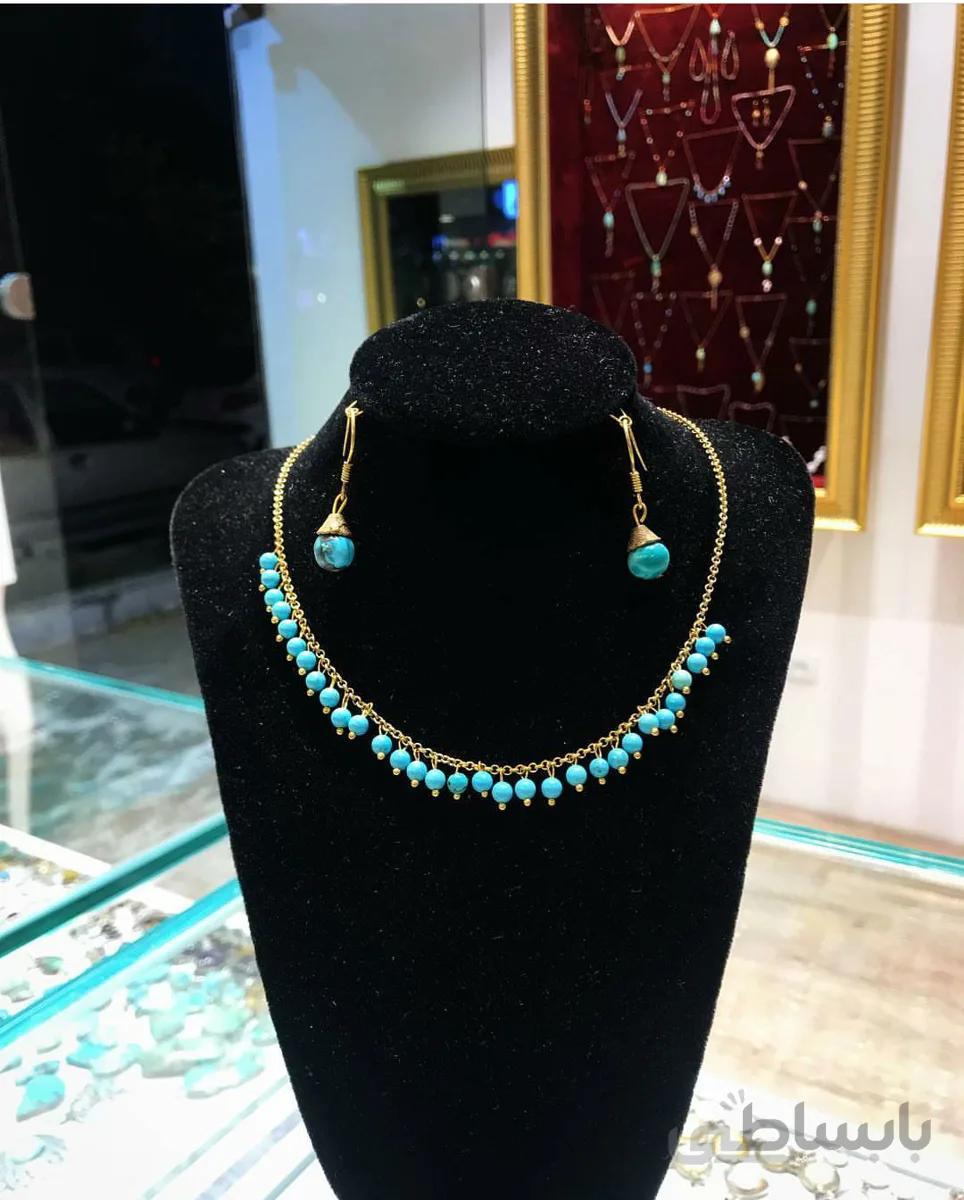 گردنبند و گوشواره ی فیروزه ی نیشاپور