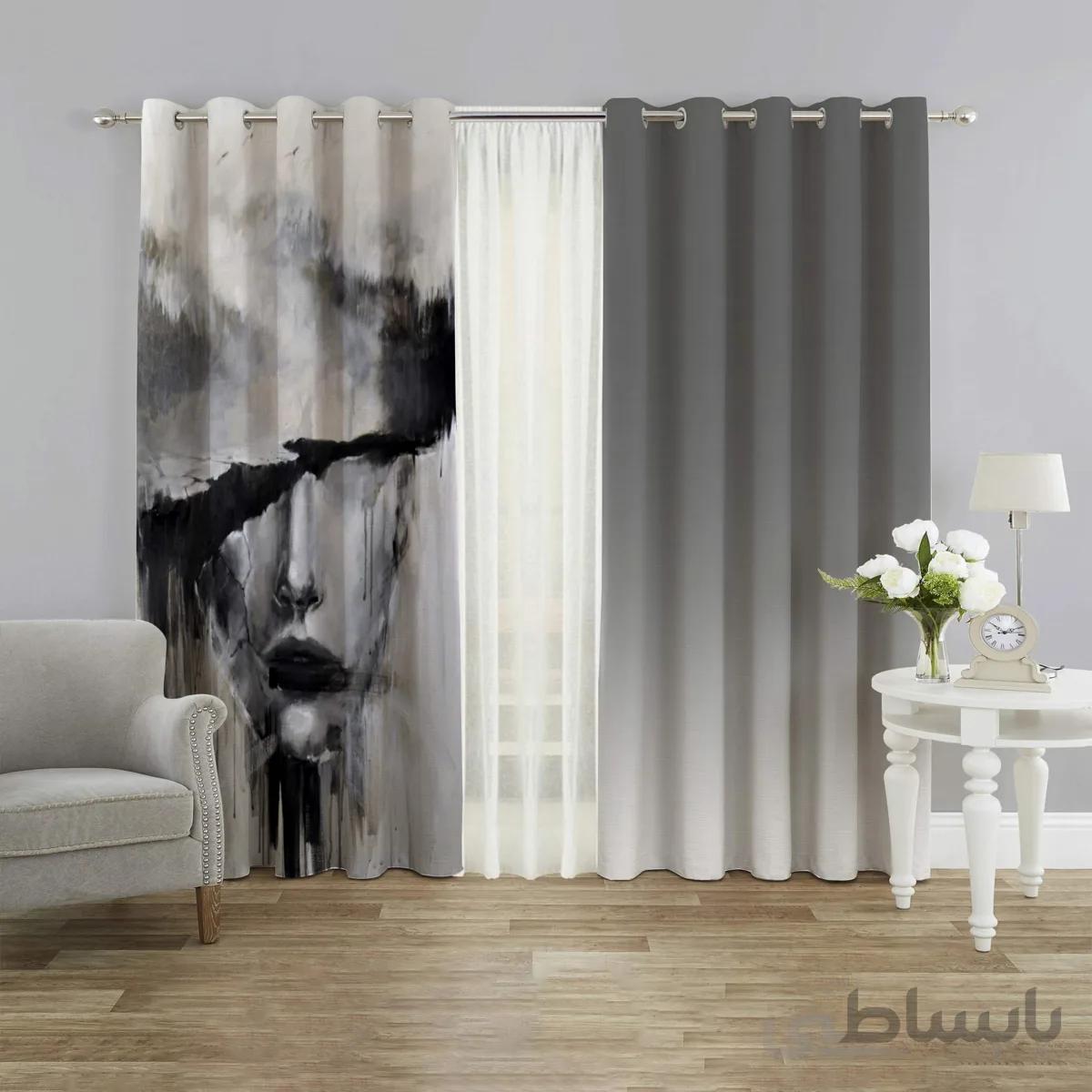 پرده پانچ فانتزی طرح چهره زن pk-2065b