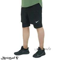 شلوارک ورزشي نايك كشاله دار | مشكي