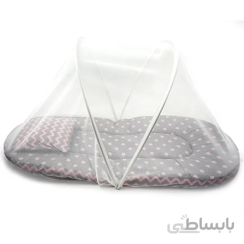 پشه بند تشک دار طرح ستاره و زیگزاگ صورتی بی بی لایک babylike