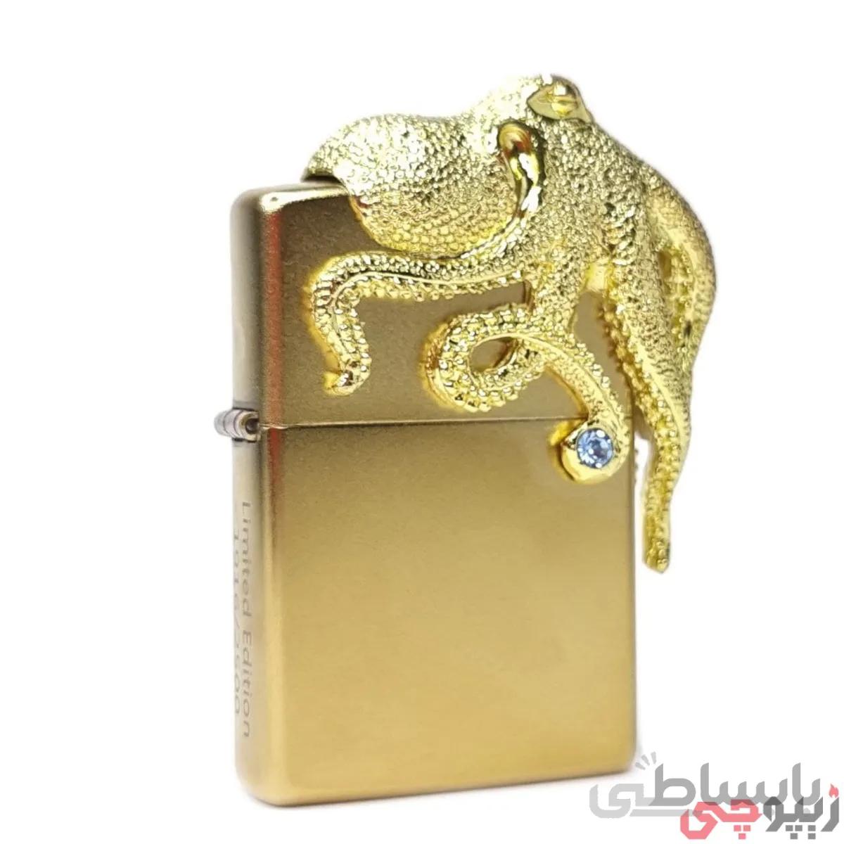 فندک زیپو اصل مدل اختاپوس کد jz-24755 Gold Octopus