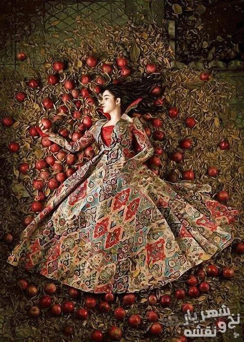 نخ و نقشه تابلو فرش تبریز طرح نسیم زندگی کد j-139