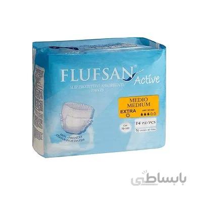 پوشینه بزرگسال شورتی مدل اکسترا سایز متوسط فلوفسان اکتیو 14 عددی ا Flufsan Active Slip Protettivi Assorbenti Pants