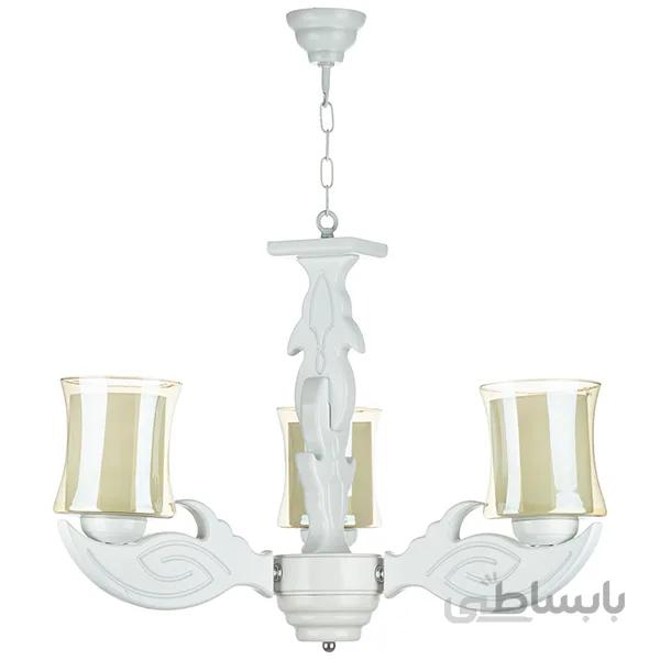 لوستر سه شعله چشمه نور کد G654/3-WT سفید