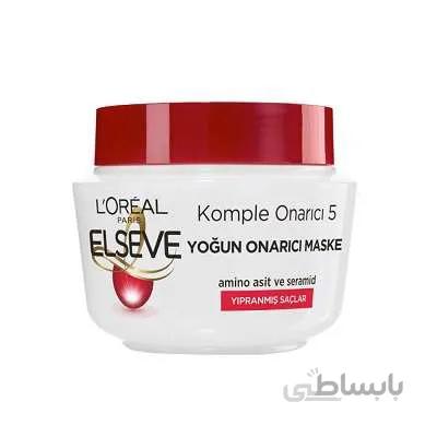 ماسک مو لورآل مناسب موهای آسیب دیده مدل KOMPLE ONARICI 5 حجم 300 میل ا LOreal Elseve Color Vive Hair Mask 300ml