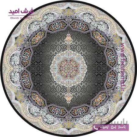 فرش ماشینی دایره 1200 شانه 8 رنگ هالیدی مشکی قالی کشمیر