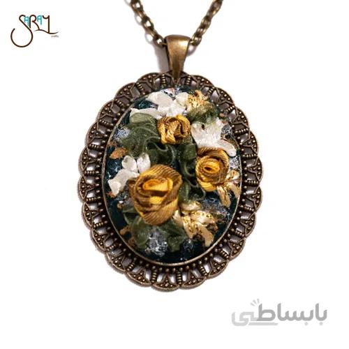گردنبند دست ساز برنجی گلدوزی مدل 1707
