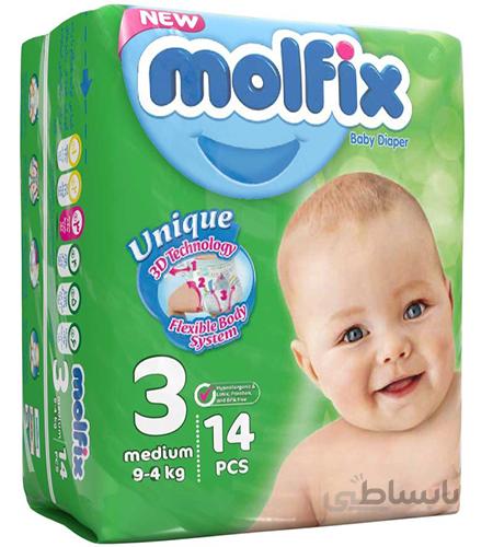 پوشک بچه molfix سایز 3، 14 عددی