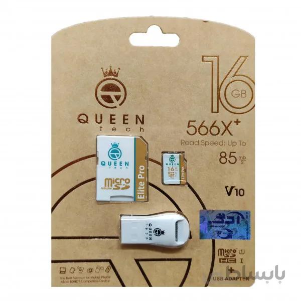 کارت حافظه microSDHC کوئین تک مدل +Elite pro 566X کلاس 10 استاندارد UHS-I U3 سرعت 85MBps ظرفیت 16 گیگابایت به همراه آداپتور SD و کارت خوان