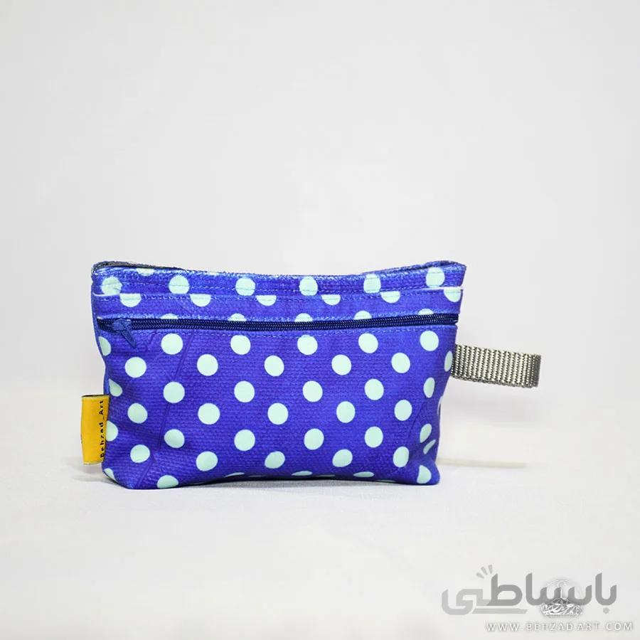 کیف اکسسوری طرح خال خالی آبی