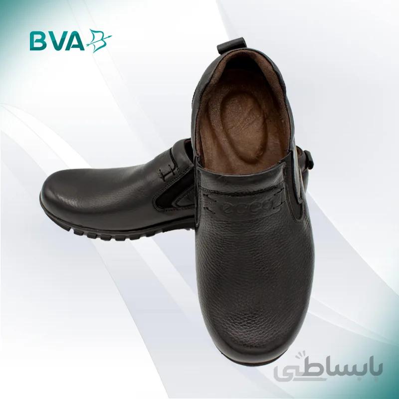 کفش چرم مردانه مدل دناسا بدون بند مشکی