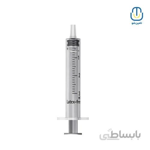 سرنگ ۳ سی سی پیستون دار لوئراسلیپ برنا ا Borna luerslip syringe with piston 3cc