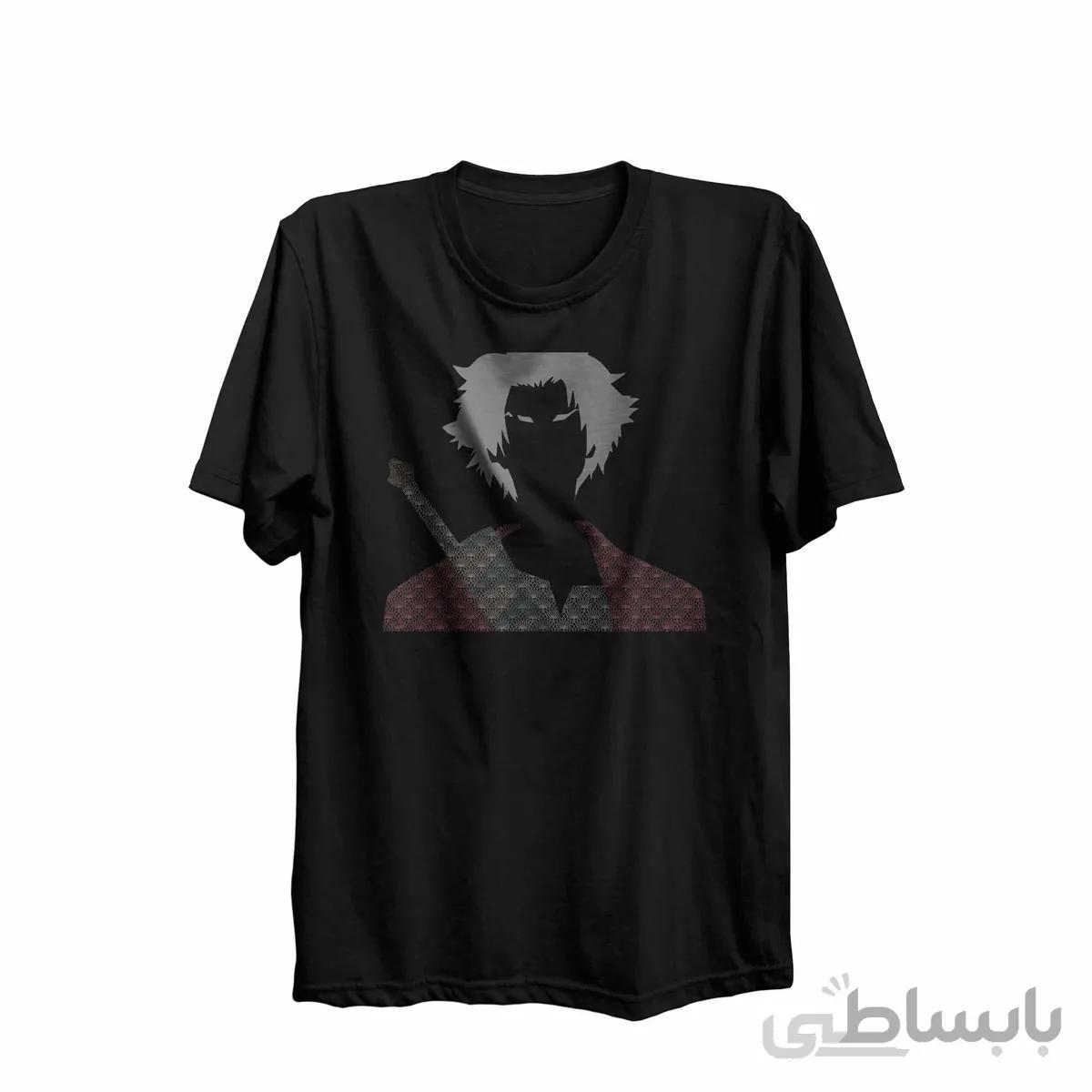 تیشرت یقه گرد مشکی طرح انیمه سامورایی چامپلو Samurai Champloo کد KCT10463