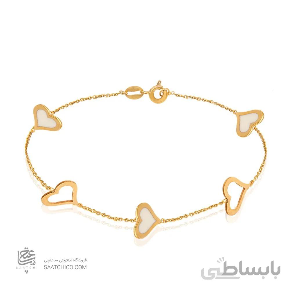 دستبند طلا طرح قلب ساده و میناکاری کد CB312