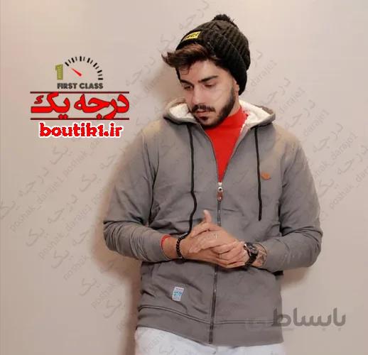 سوئیشرت خزدار تمام زیپ کلاهدار ملانژ