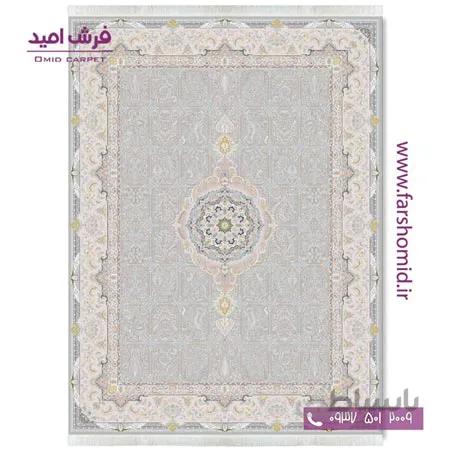 فرش ماشینی 1200 شانه گلبرجسته بهار طوسی قالی کشمیر