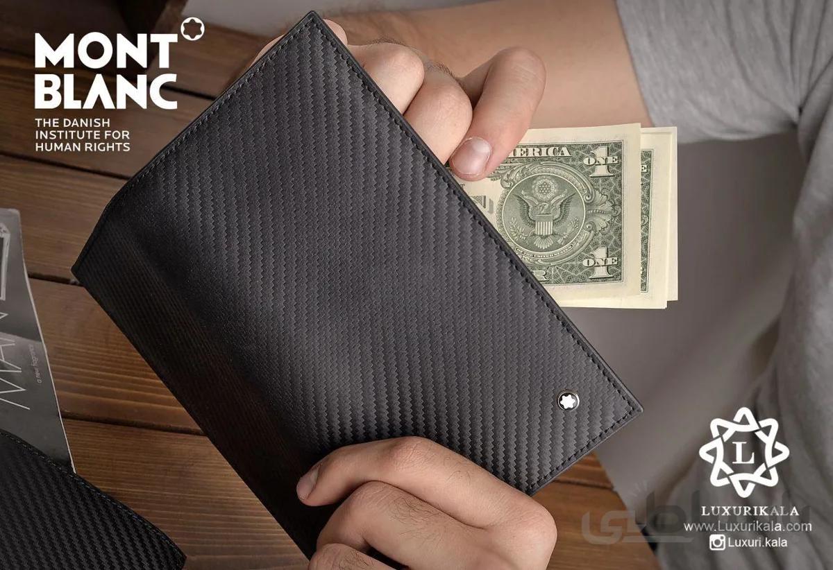 کیف پول تمام چرم طرح کربن Mont Blanc ا Mont Blanc