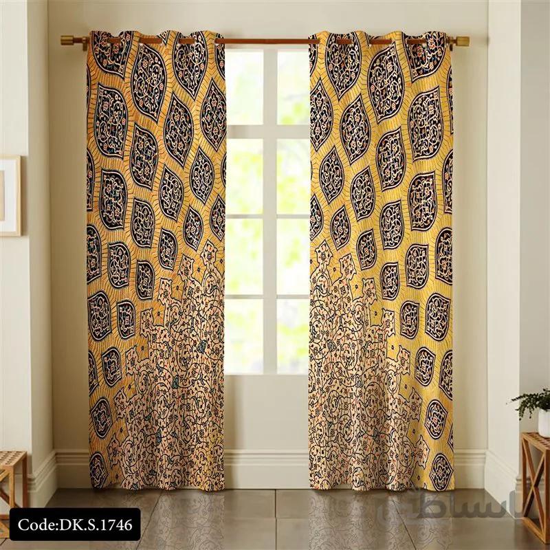 پرده پانچی (هازان و مخمل)کد DK.S.1746 طرح ایرانی و سنتی اسلیمی نقوش