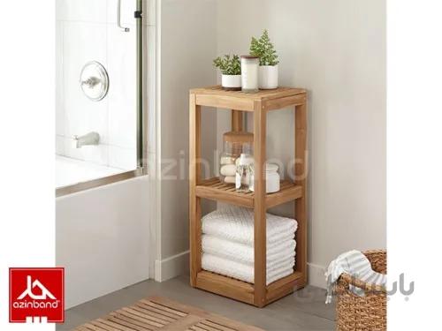 استند چوبی دو طبقه حمام ا ساخته شده با چوب درختان میوه یا جنگلی