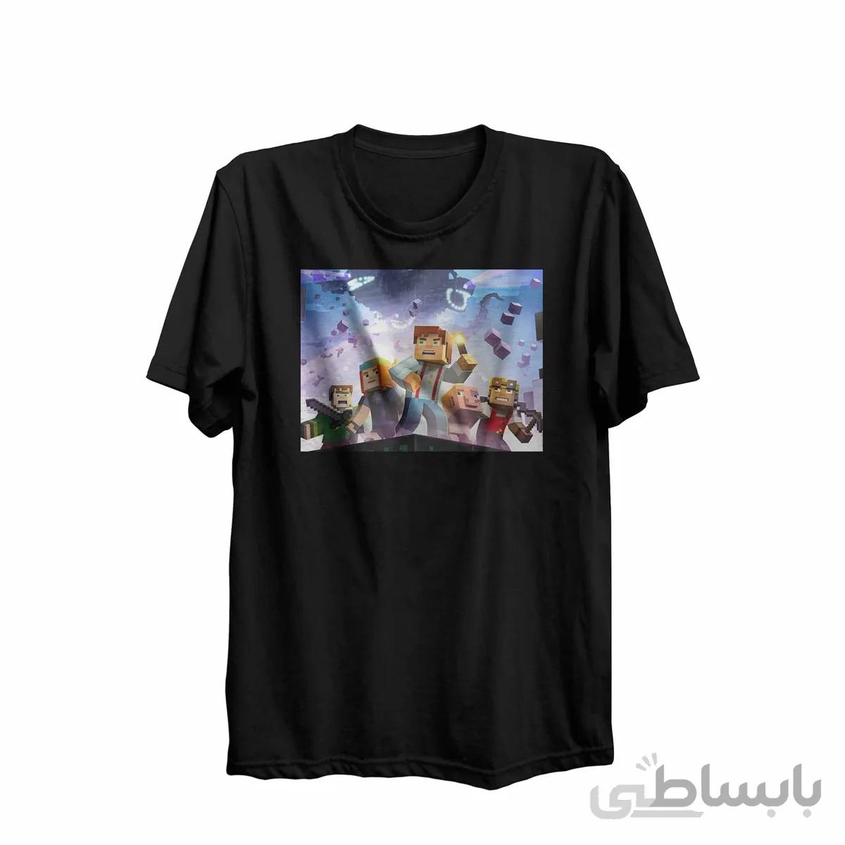 تیشرت یقه گرد مشکی طرح بازی ماینکرافت Minecraft کد KCT10464