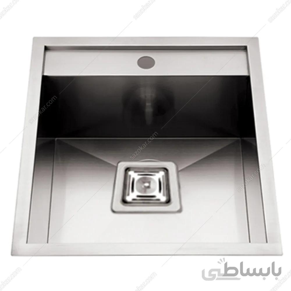سینک تک لگن رو کار تمام استیل ابعاد L44 x W48 x H20 فانتونی مدل P021 ا Fantoni P021 Sink
