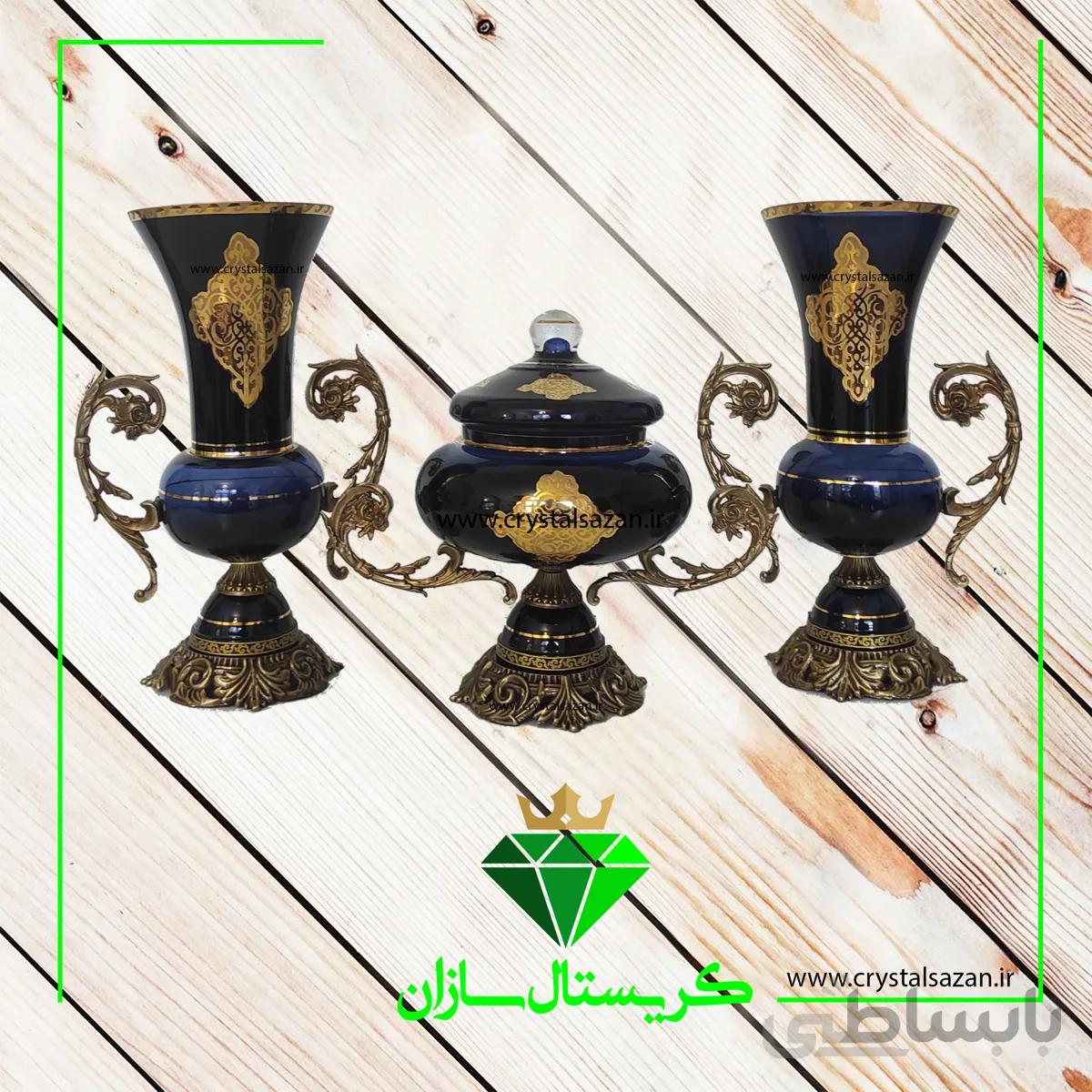 سه تیکه کریستال گلدان و شکلات خوری کد CS1333 کریستال سازان