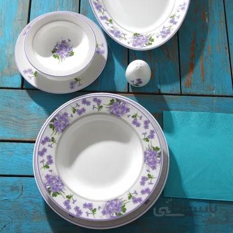 سرویس چینی زرین 6 نفره غذاخوری یاس بنفش (28 پارچه) ا Zarin Iran ItaliaF Violet Jasmin 28 Pieces Porcelain Dinnerware Set