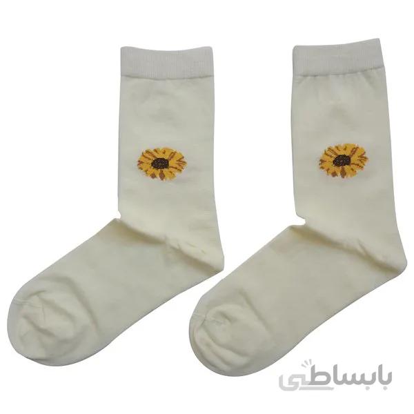جوراب طرح دار با تک گل آفتاب گردان کد PH115