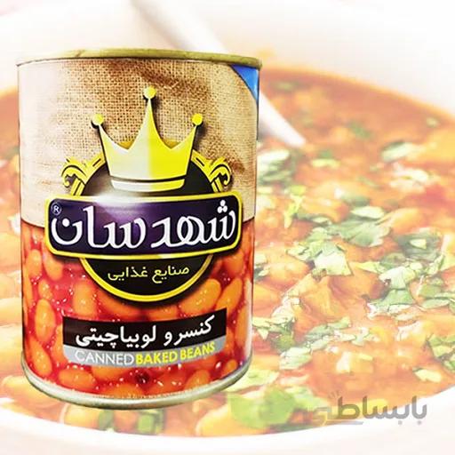کنسرو لوبیا 380 گرم شهدسان بسته 24 عددی