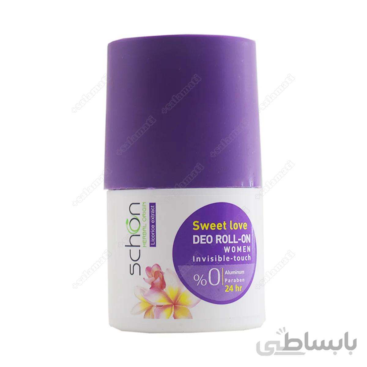 دئورولان فاقد آلمینیوم سوئیت لاو زنانه شون ا Sweet Love Deo Roll On Women Schon
